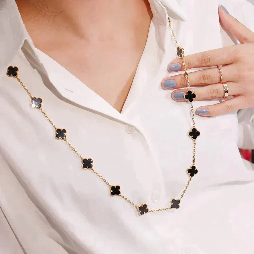 ¡®Glow Jewelry¡¯CLOVER 20 MOTIFS ONYX NECKLACE