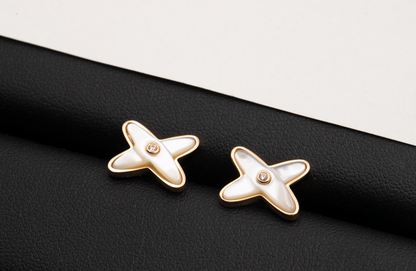 ¡®Glow Jewelry¡¯JEUX DE WHITE MOP PINK GOLD DIAMOND EARRINGS