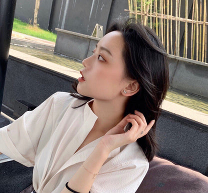 [Glow Jewelry]JEUX DE WHITE MOP PINK GOLD DIAMOND EARRINGS