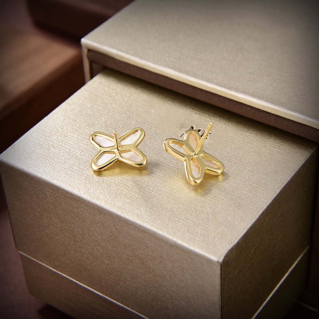 [Glow Jewelry]JEUX DE WHITE MOP GOLD DIAMOND EARRINGS