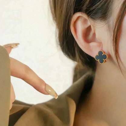 ¡®Glow Jewelry¡¯CLOVER MEDIUM 1 MOTIFS  ONYX STUD EARRINGS