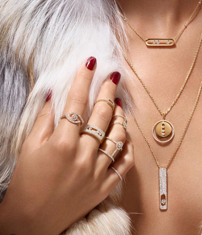 [Glow Jewelry]LUCKY MOVE PM NECKLACE PINK GOLD DIAMOND
