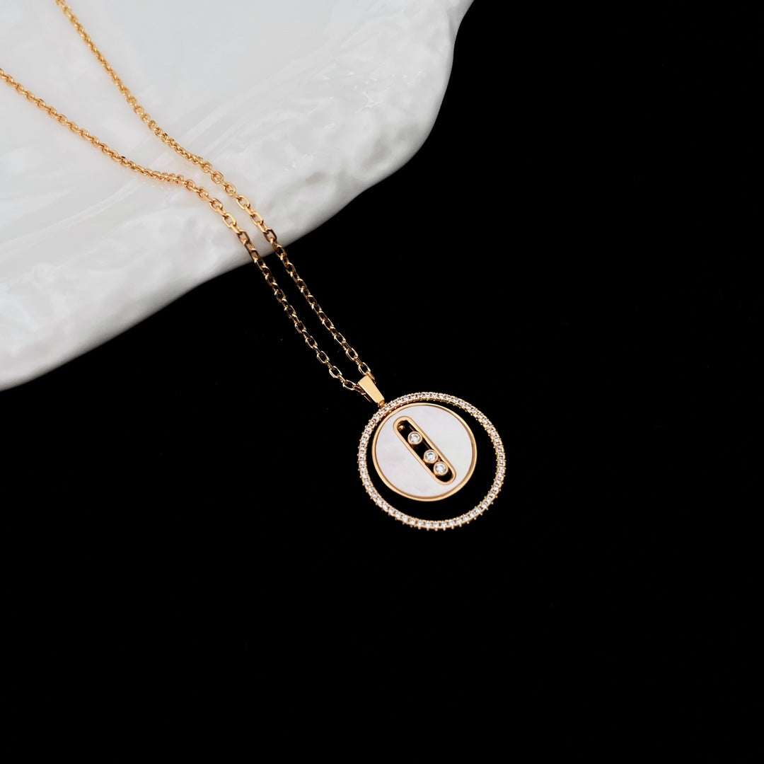 [Glow Jewelry]LUCKY MOVE MM NACRE BLANCHE DIAMOND NECKLACE