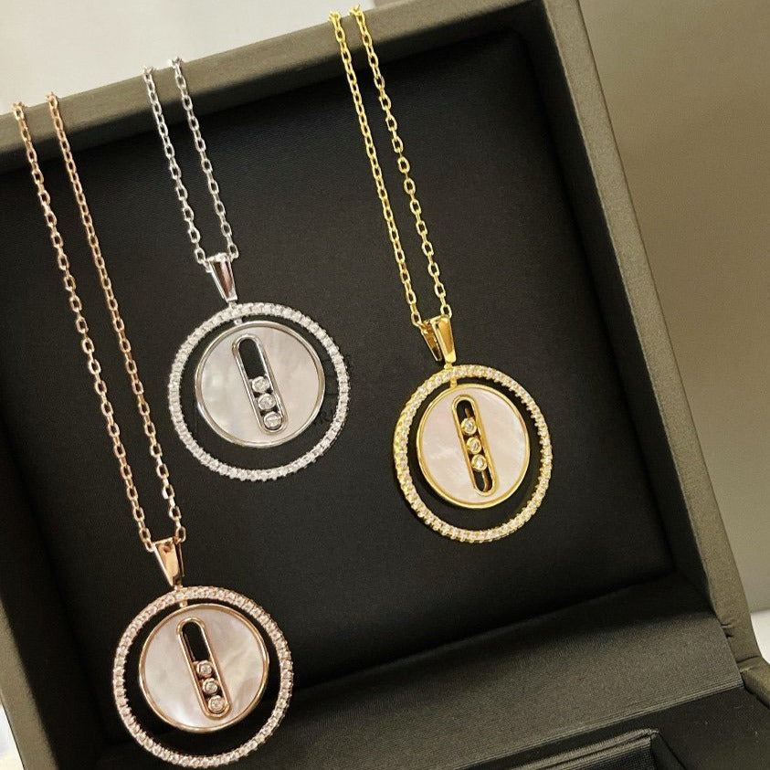 [Glow Jewelry]LUCKY MOVE MM NACRE BLANCHE DIAMOND NECKLACE