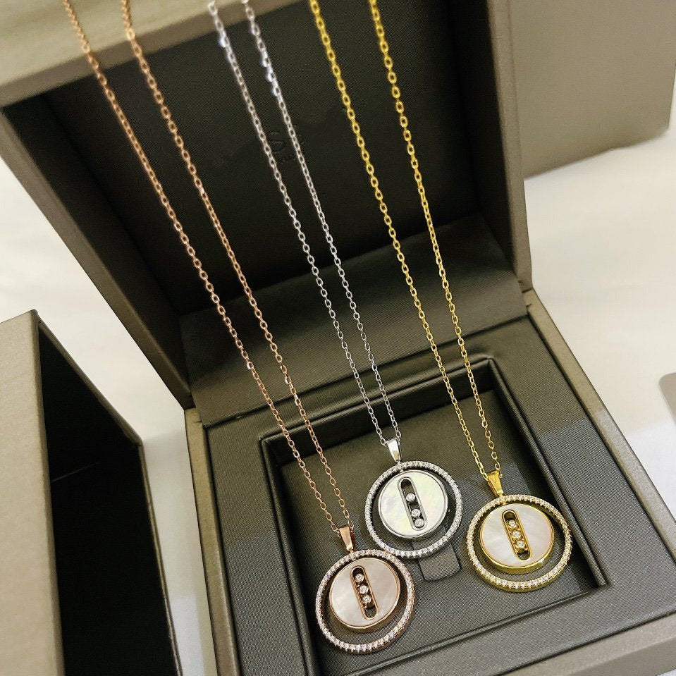 [Glow Jewelry]LUCKY MOVE MM NACRE BLANCHE DIAMOND NECKLACE