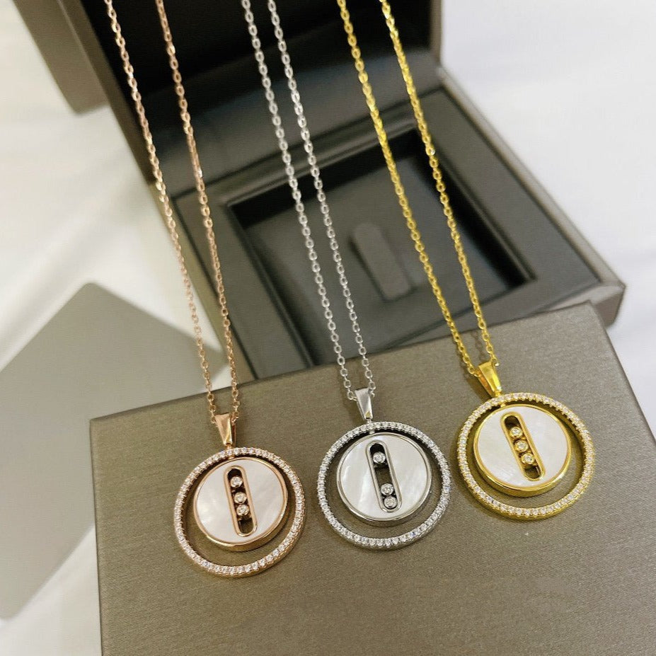 [Glow Jewelry]LUCKY MOVE MM NACRE BLANCHE DIAMOND NECKLACE