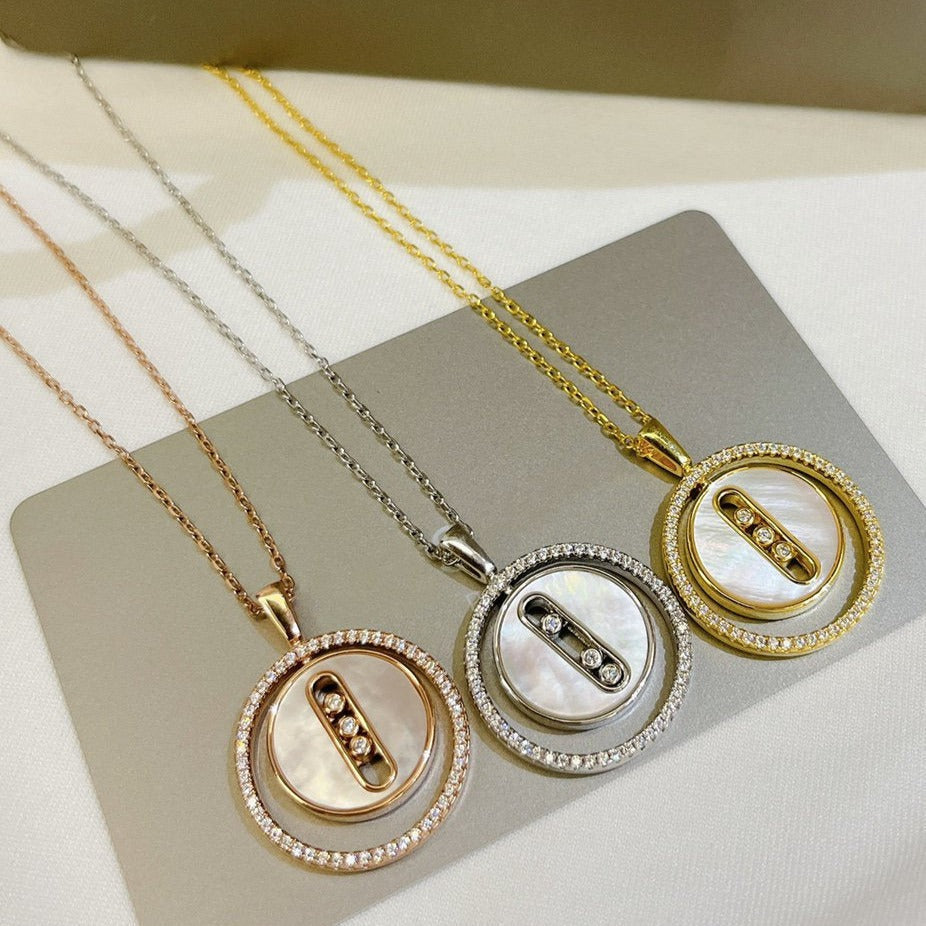 [Glow Jewelry]LUCKY MOVE MM NACRE BLANCHE DIAMOND NECKLACE