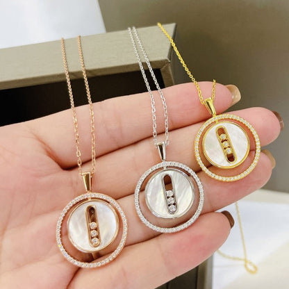 [Glow Jewelry]LUCKY MOVE MM NACRE BLANCHE DIAMOND NECKLACE