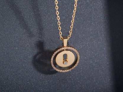 [Glow Jewelry]LUCKY MOVE PM NECKLACE PINK GOLD DIAMOND