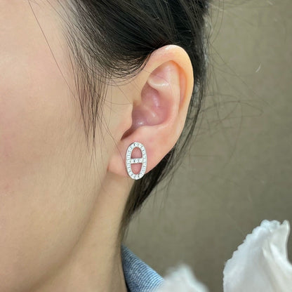 ¡®Glow Jewelry¡¯HM FULL DIAMOND PIG NOSE STUD EARRINGS