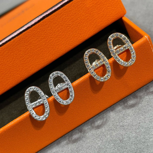 ¡®Glow Jewelry¡¯HM FULL DIAMOND PIG NOSE STUD EARRINGS