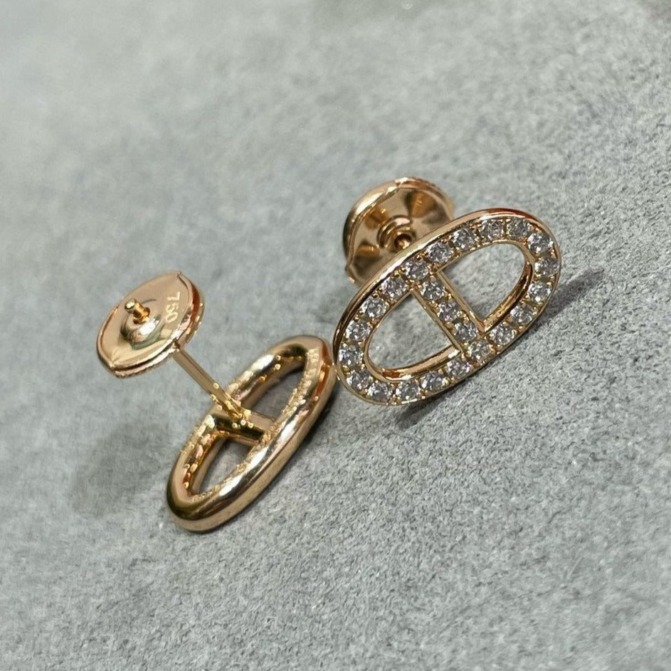 [Glow Jewelry]HM FULL DIAMOND PIG NOSE STUD EARRINGS