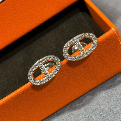 [Glow Jewelry]HM FULL DIAMOND PIG NOSE STUD EARRINGS