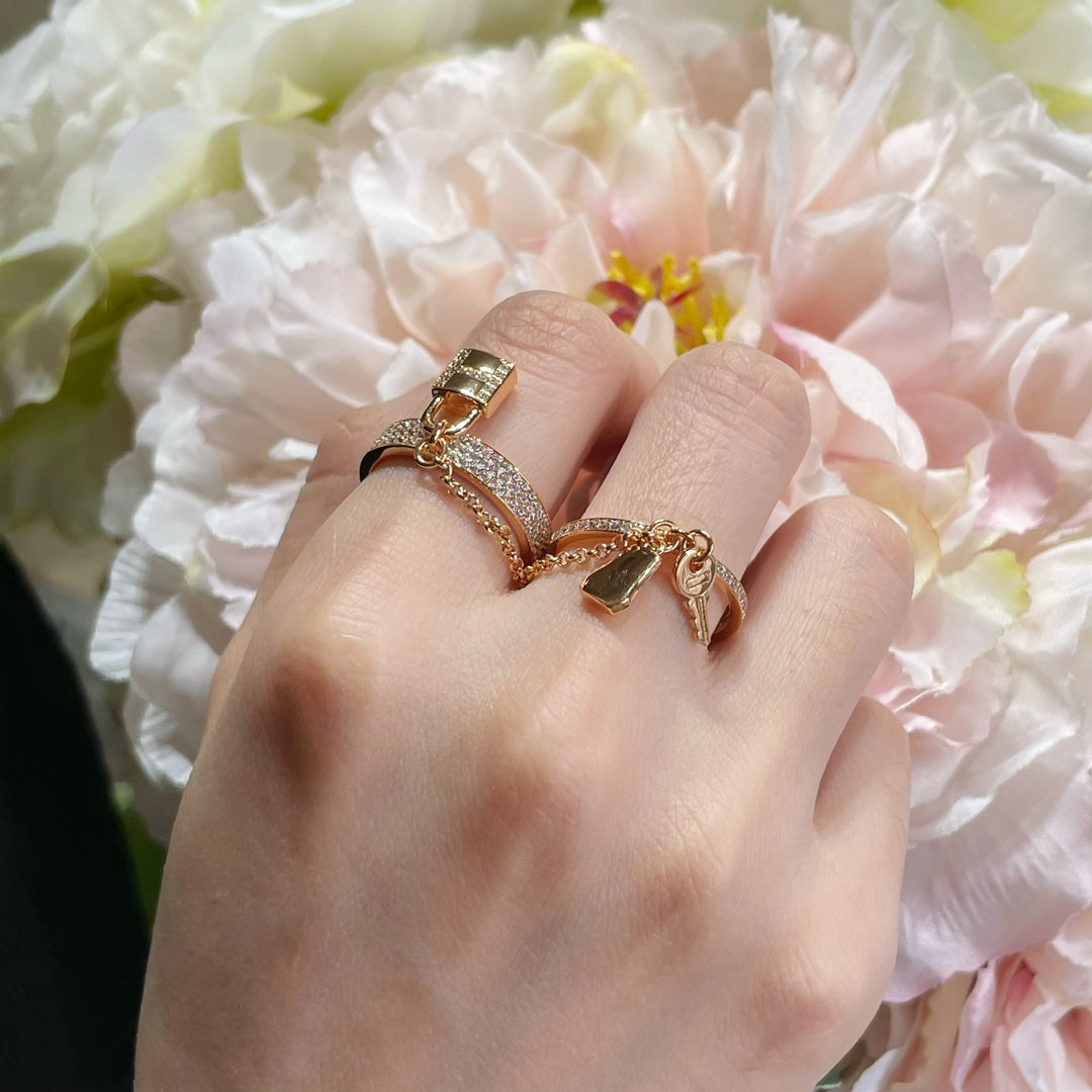[Glow Jewelry]HM KELLY CLOCHETTE DOUBLE RING IN  WITH DIAMONDS