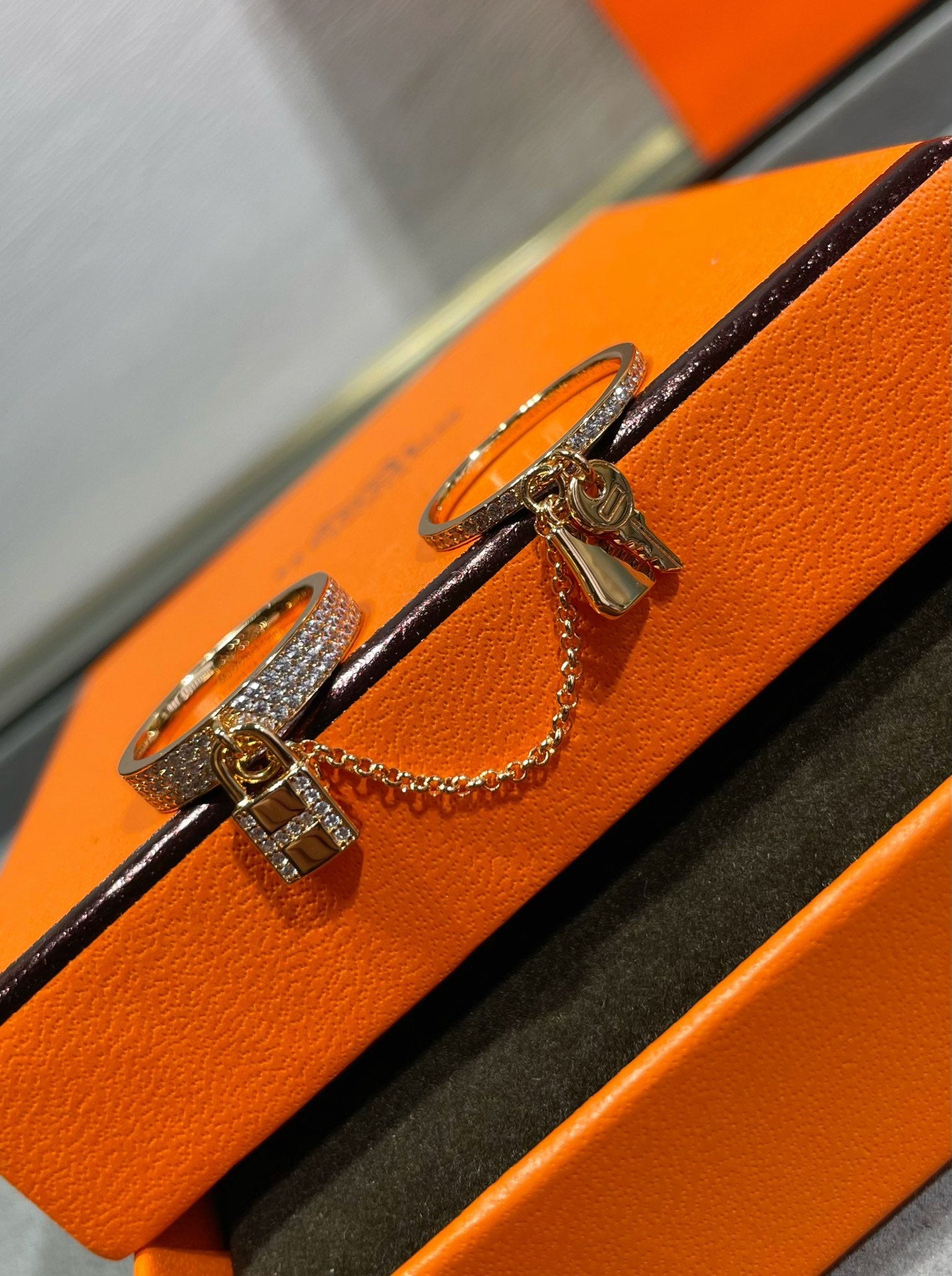 [Glow Jewelry]HM KELLY CLOCHETTE DOUBLE RING IN  WITH DIAMONDS