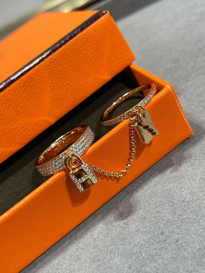 [Glow Jewelry]HM KELLY CLOCHETTE DOUBLE RING IN  WITH DIAMONDS