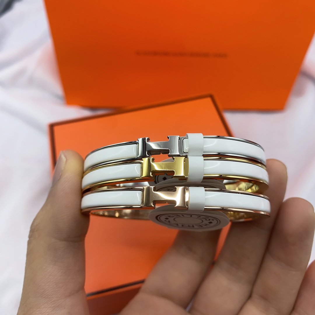 [Glow Jewelry]CLASSIC HM CLIC WHITE 8MM ENAMEL BRACELET