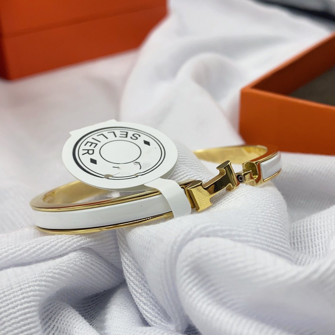 [Glow Jewelry]CLASSIC HM CLIC WHITE 8MM ENAMEL BRACELET