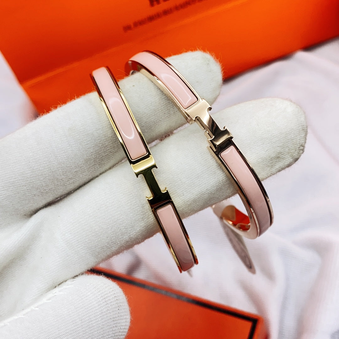 ®Glow Jewelry®クラシックHMクリック ピンク8MMエナメルブレスレット