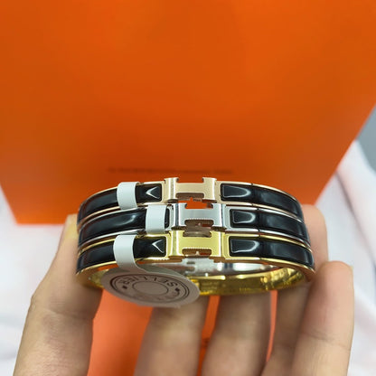[Glow Jewelry]CLASSIC HM CLIC BLACK 8MM ENAMEL BRACELET