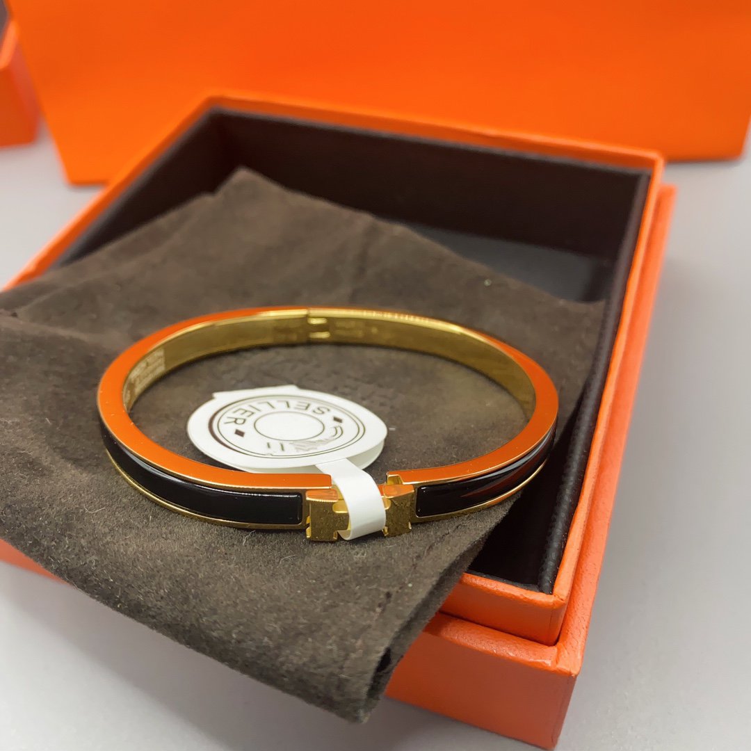 [Glow Jewelry]CLASSIC HM CLIC BLACK 8MM ENAMEL BRACELET