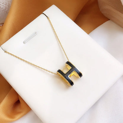 ¡®Glow Jewelry¡¯HM CLIC BLACK ENAMEL GOLD NECKLACE
