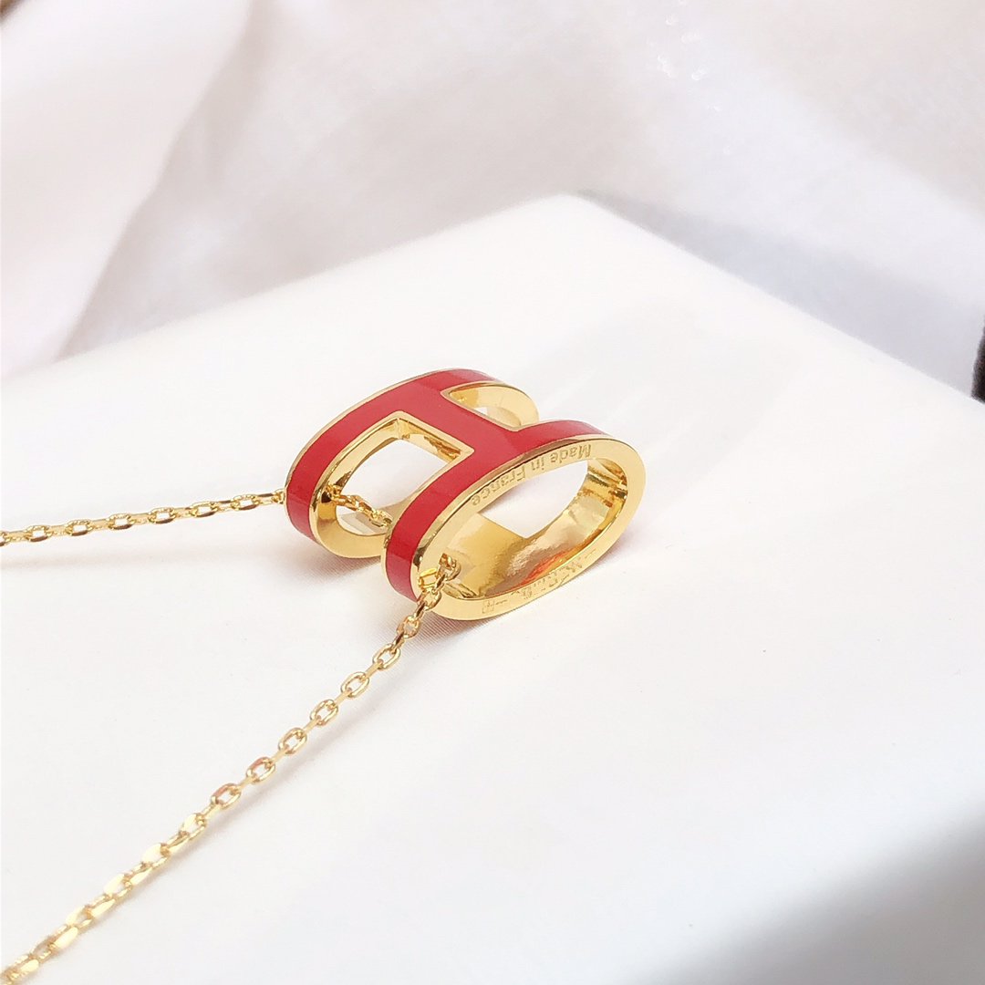 [Glow Jewelry]HM CLIC RED ENAMEL GOLD NECKLACE