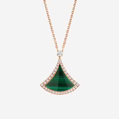 [Glow Jewelry]DREAM MALACHITE DIAMOND PAVED PINK GOLD NECKLACE