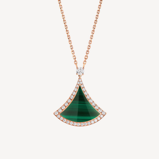 [Glow Jewelry]DREAM MALACHITE DIAMOND PAVED PINK GOLD NECKLACE