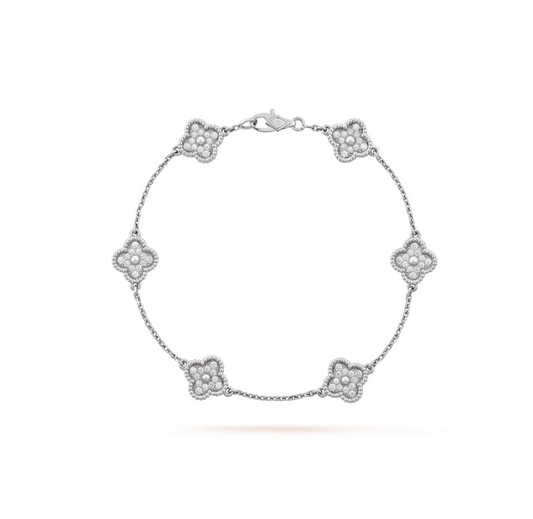 ¡®Glow Jewelry¡¯CLOVER 6 MOTIF SILVER DIAMOND BRACELET