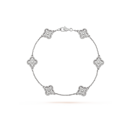 [Glow Jewelry]CLOVER 6 MOTIF SILVER DIAMOND BRACELET