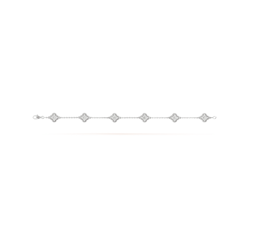 [Glow Jewelry]CLOVER 6 MOTIF SILVER DIAMOND BRACELET