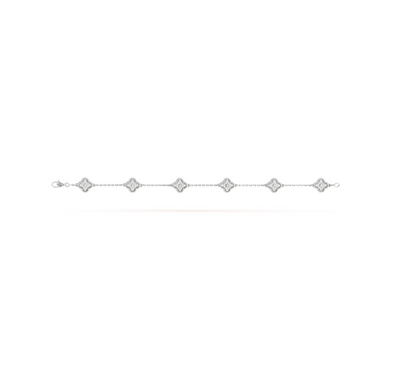 [Glow Jewelry]CLOVER 6 MOTIF SILVER DIAMOND BRACELET