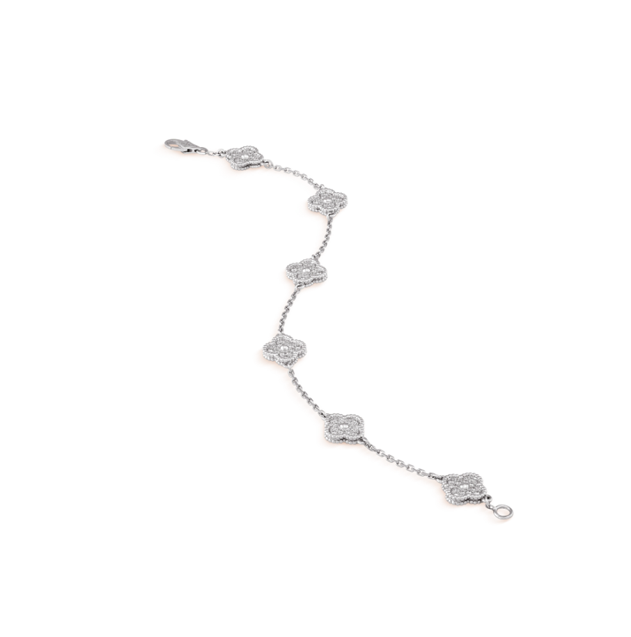 [Glow Jewelry]CLOVER 6 MOTIF SILVER DIAMOND BRACELET