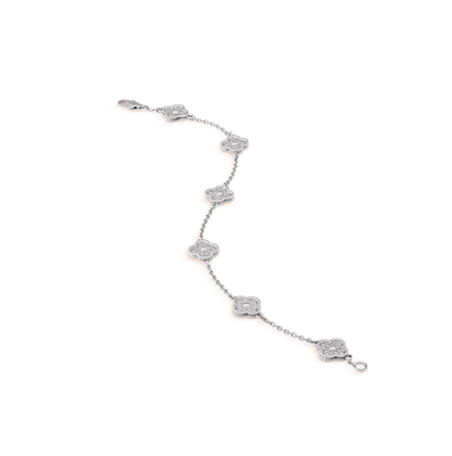 [Glow Jewelry]CLOVER 6 MOTIF SILVER DIAMOND BRACELET
