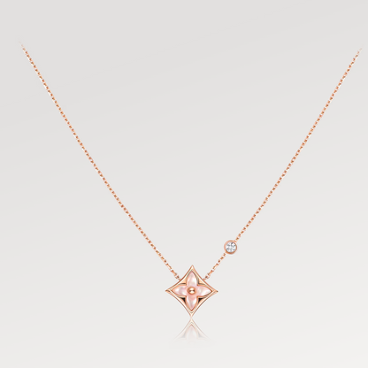 ¡®Glow Jewelry¡¯STAR PINK MOP 1 DIAMOND PINK GOLD NECKLACE