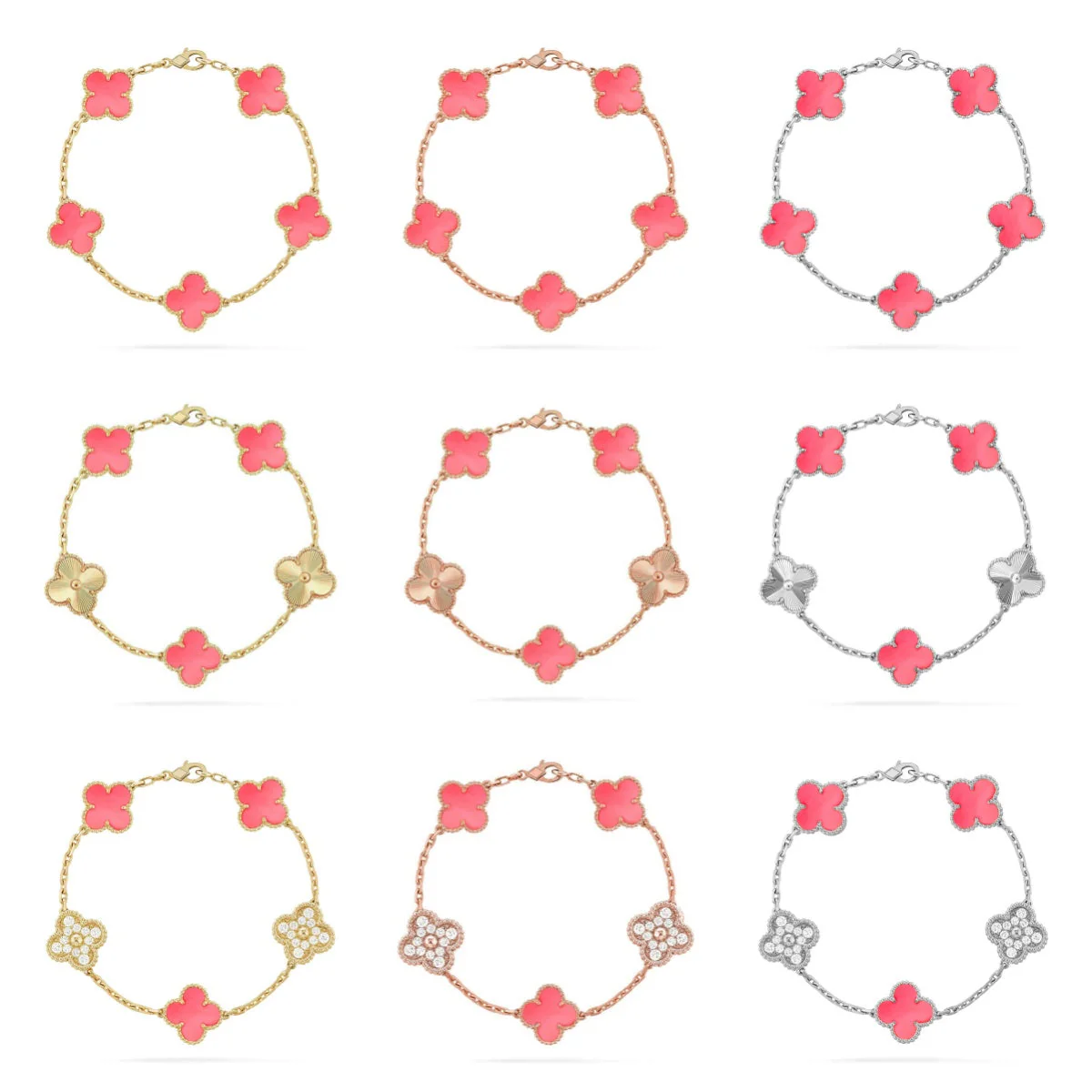 [Glow Jewelry] CLOVER 5 MOTIFS  PINK MOP BRACELET COLLECTION