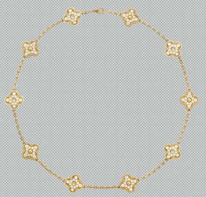 [Glow Jewelry Jewelry]CLOVER 10 MOTIFS  Gold Diamond  NECKLACE
