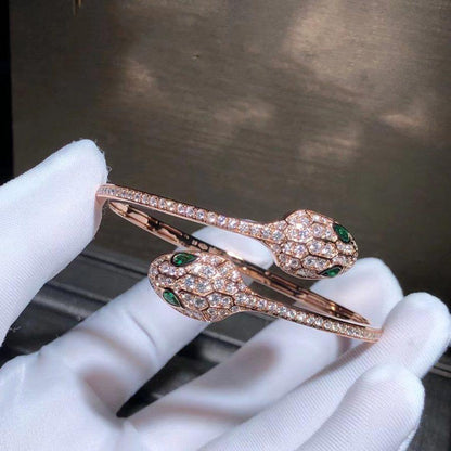 [Glow Jewelry]SERPENTI BRACELET PINK GOLD MALACHITE DIAMOND DOUBLE SNAKE