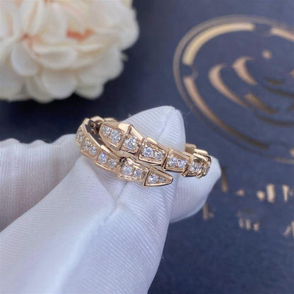 [Glow Jewelry]SERPENTI RING PINK GOLD DIAMOND PAVED 4MM