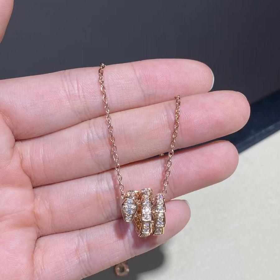 [Glow Jewelry]SERPENTI PINK GOLD NECKLACE DOUBLE RING DIAMOND