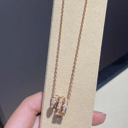 [Glow Jewelry]SERPENTI PINK GOLD NECKLACE DOUBLE RING DIAMOND