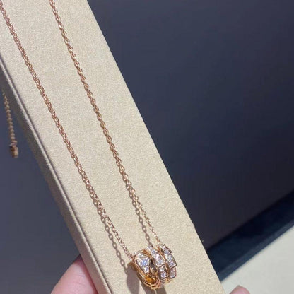 [Glow Jewelry]SERPENTI PINK GOLD NECKLACE DOUBLE RING DIAMOND