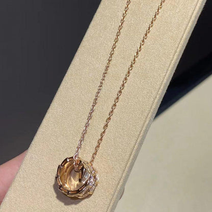 [Glow Jewelry]SERPENTI PINK GOLD NECKLACE DOUBLE RING DIAMOND