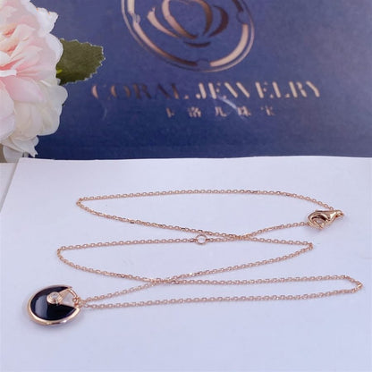 [Glow Jewelry]AMULETTE ROSE GOLD ONYX NECKLACE