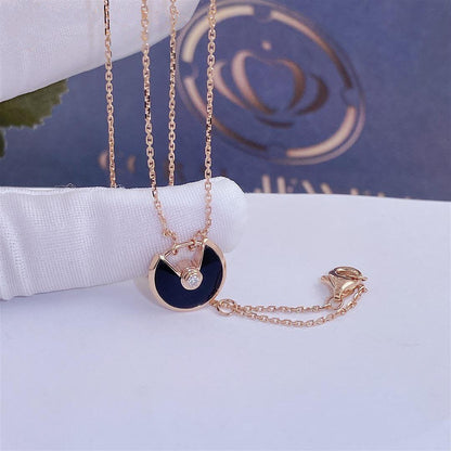 [Glow Jewelry]AMULETTE ROSE GOLD ONYX NECKLACE