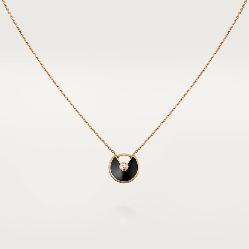 [Glow Jewelry]AMULETTE ROSE GOLD ONYX NECKLACE