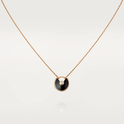 [Glow Jewelry]AMULETTE ROSE GOLD ONYX NECKLACE