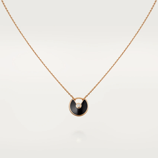[Glow Jewelry]AMULETTE ROSE GOLD ONYX NECKLACE