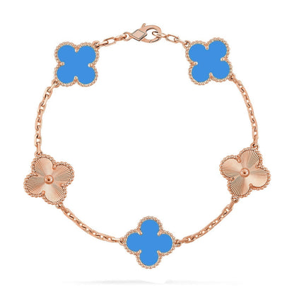 [Glow Jewelry]New CLOVER 5 MOTIF BLUE AGATE BRACELET COLLECTION